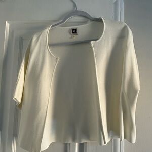 Anne Klein Ivory Knit Short Sleeve Cardigan